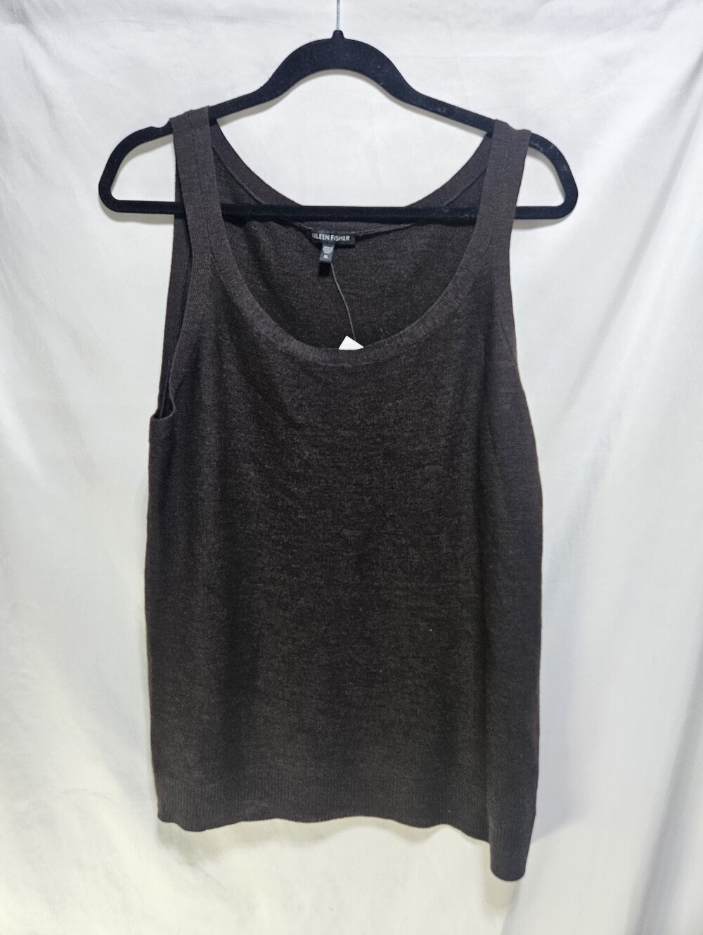 NWT Eileen Fisher 100% Merino Wool Sweater Tank XL Brown Italian Yarn Luxury